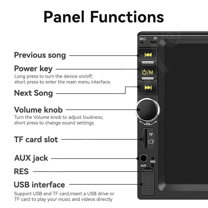 AHOUDY 7" 1 DIN CarPlay Android Auto Universal Auto Stereo Radio Touchscreen MirrorLink Reversing Camera BT