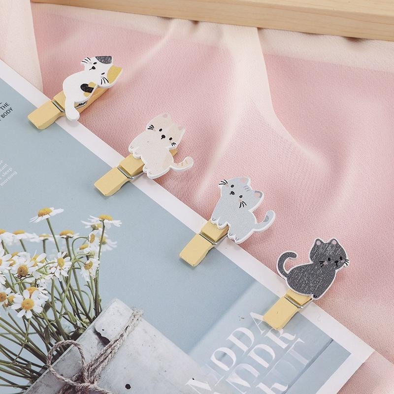 Cartoon Cute Cat Hanging Photo Frame Kindergarten Flower Shop Card Small Wooden Clip