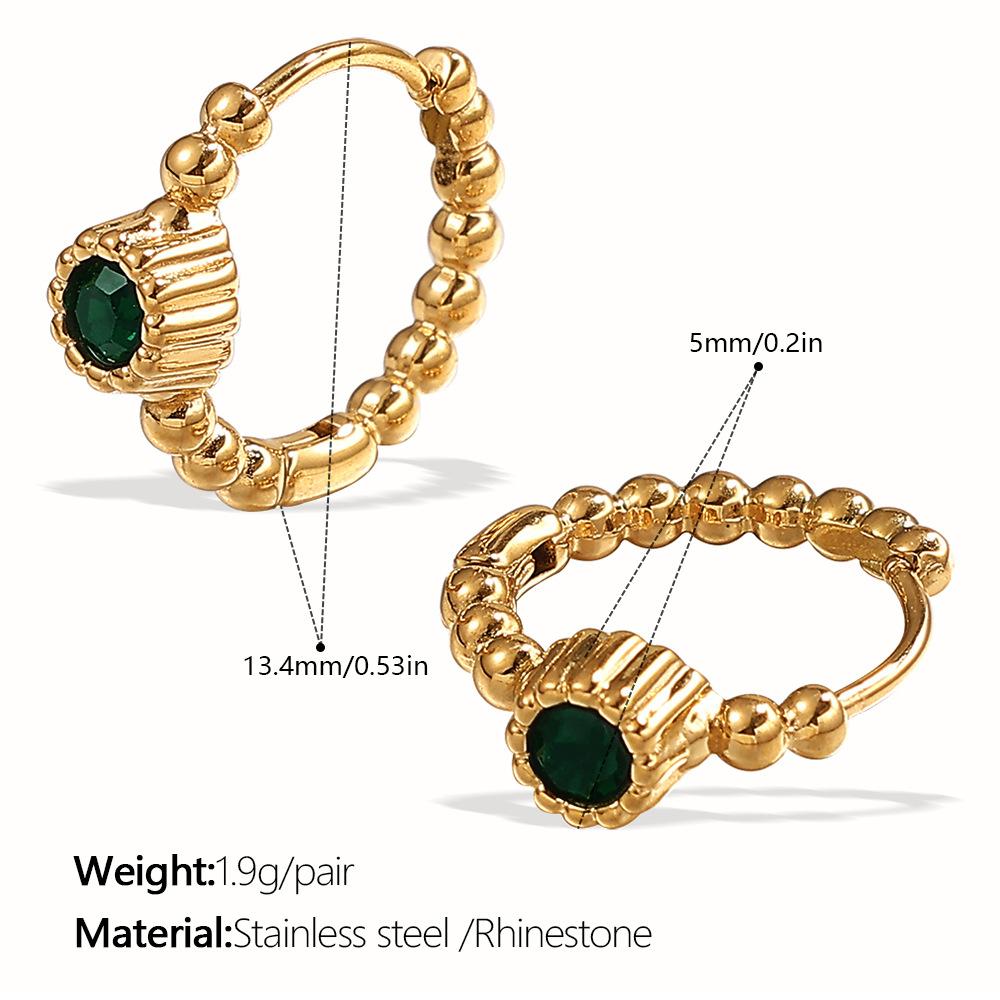 Japanese and Korean Popular Jewelry, Stainless Steel Gold-plated Earrings, Ear Buckles, Summer Earrings, Inlaid Rhinestone Earrings.