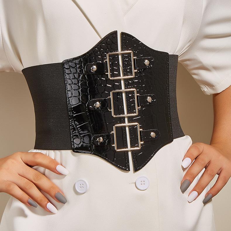 Decorative Belt Women'S Skirt Spring And Autumn Dress Suit Coat Waist Elastic Elastic Wide Waist Seal