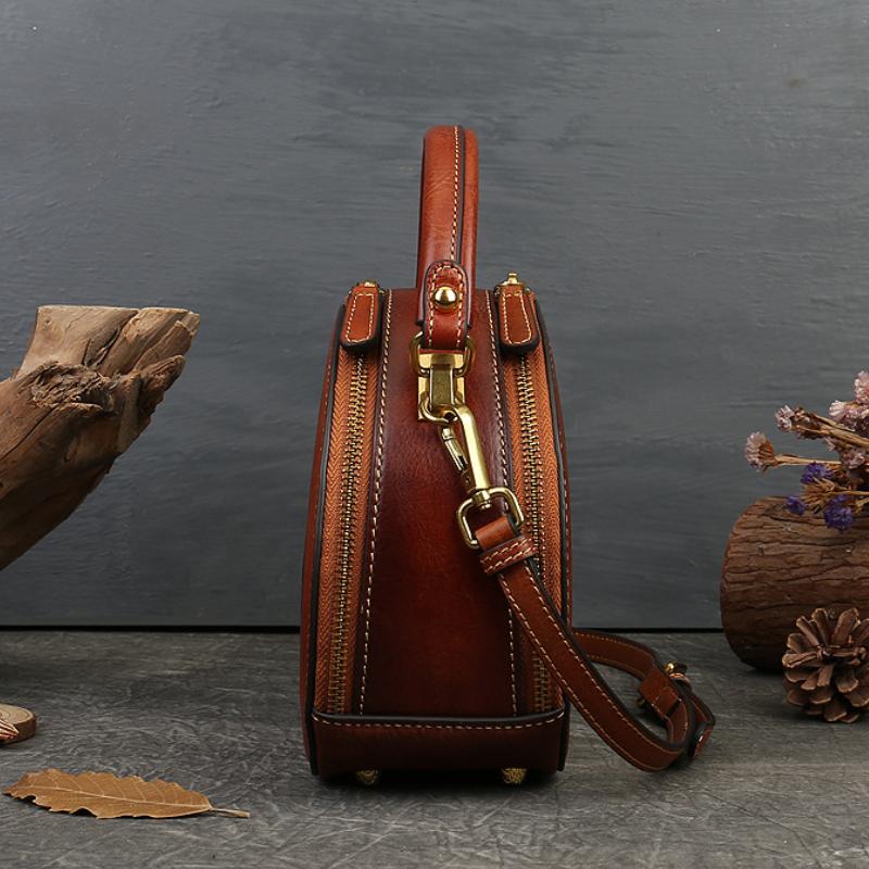 Rabbit Embossed Handbag Genuine Leather Retro Women Bag Versatile Real Cowhide Handmade Shoulder Bags