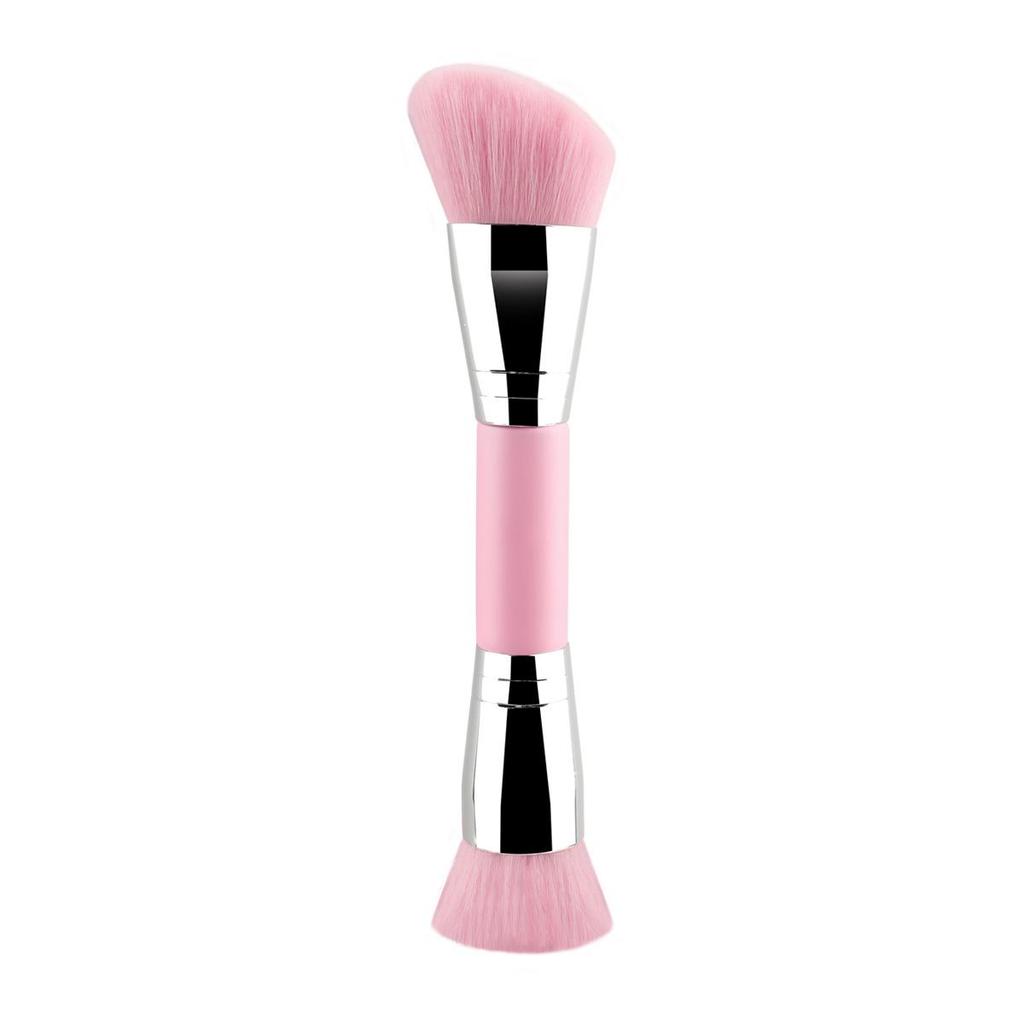 Double-Ended Makeup Brush: Slanted, Round, Contour, and Flat Foundation Brush - Single Brush