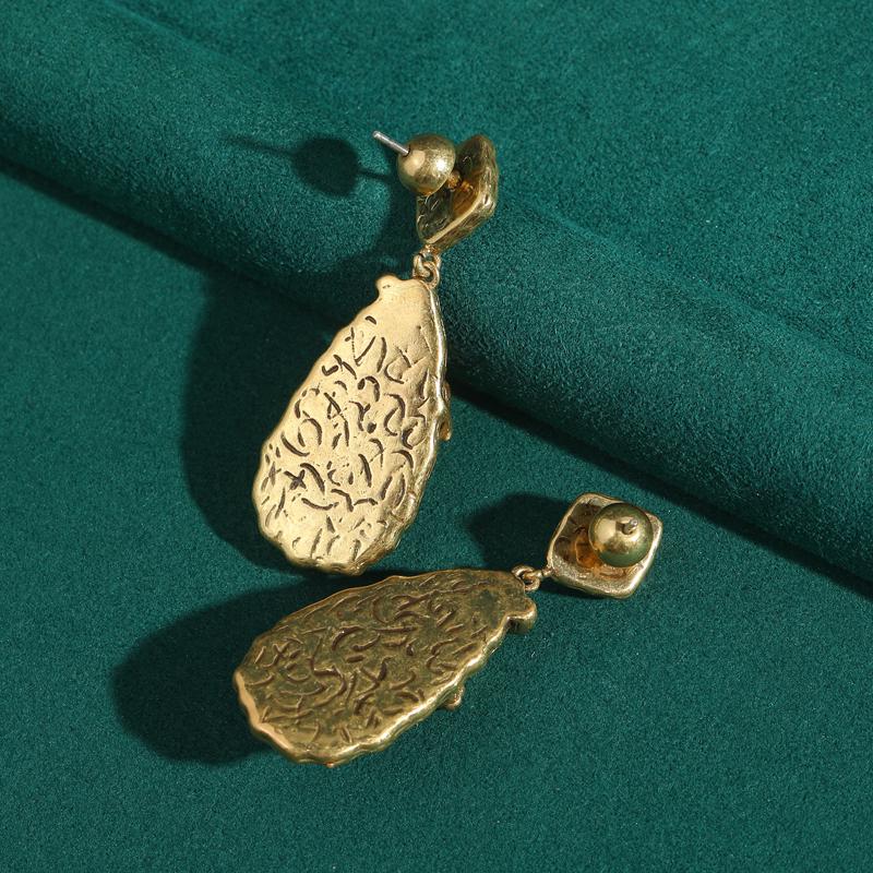 Orecchini a goccia d'acqua in pietra naturale verde vintage Gioielli Lusso Designer Colore Oro Antico Accessori da Donna 2025