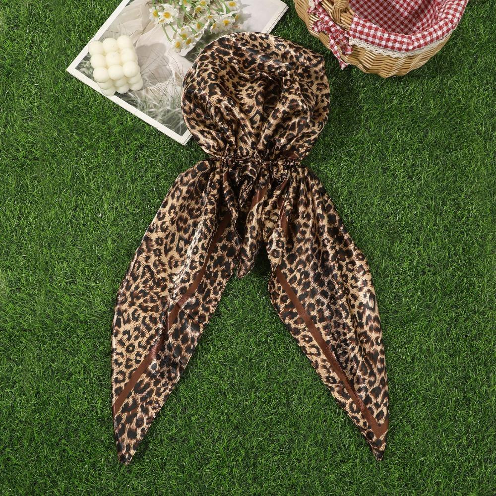 

Fashion Leopard Print Print Turban Hat Elegant Thin Satin Printed Headband Soft Breathable Silk Scarves Summer Accessories