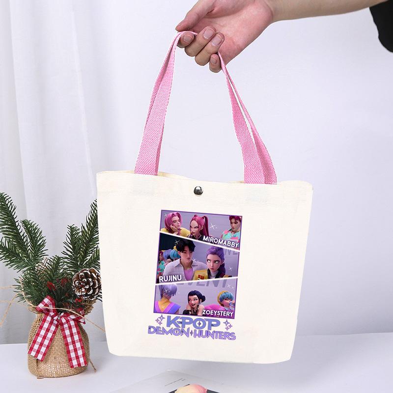 K-Pop Animation Cartoon Printing High Value Fashion Simple Canvas Bag Going Out Portable Shopping Bag Handbag