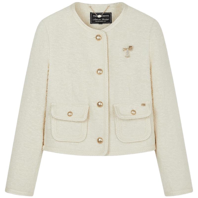 Teenie Weenie Women s Elegant Gold Button Wool Blend Coat M