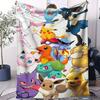 Klassische Pokemon-Entwicklungslinie Druck Fleece-Kuscheldecke für Fans Qualität Weich Warm Decke für Reise Picknick Zuhause für Mädchen Jungen