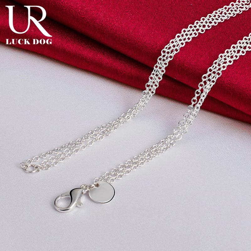 925 Sterling Silver Three Heart Chain Pendant Necklace Fashionable Wedding Jewelry