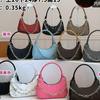Bolsa de Ombro Estilosa em Forma de Meia-Lua com Corrente Estampa Xadrez Couro PU Transversal Feminina Uso Diário