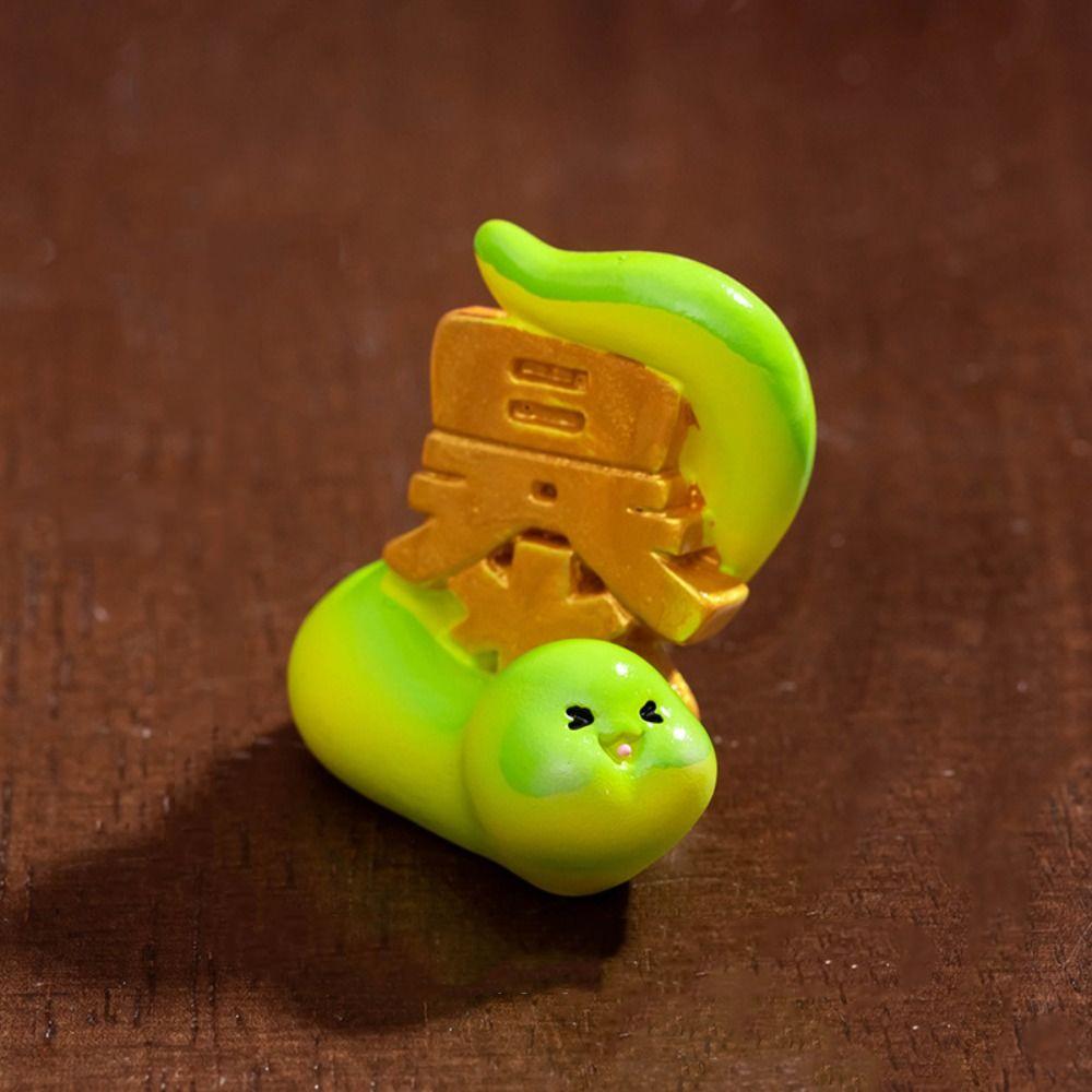 6PCS Spring Festival Micro Snake Mascot Resin Crafts Mini Snake Figures Home Office