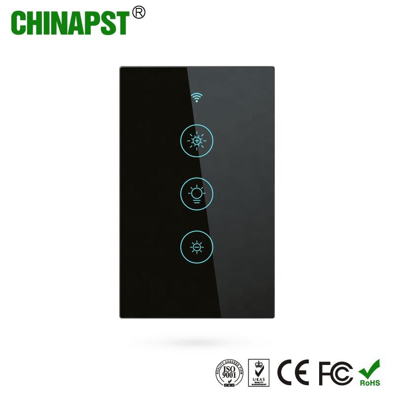 White/Black Color Tuya Smart WiFi US Dimmer Wall Touch Switch with RF 433Mhz PST-WS-US-D