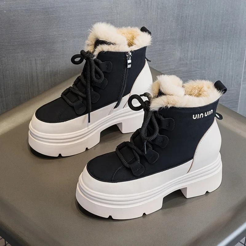 

Модные зимние утепленные флисом водонепроницаемые нескользящие сноубутсы, новая модная хлопковая обувь на толстой подошве с внутренней платформой 38 чёрный