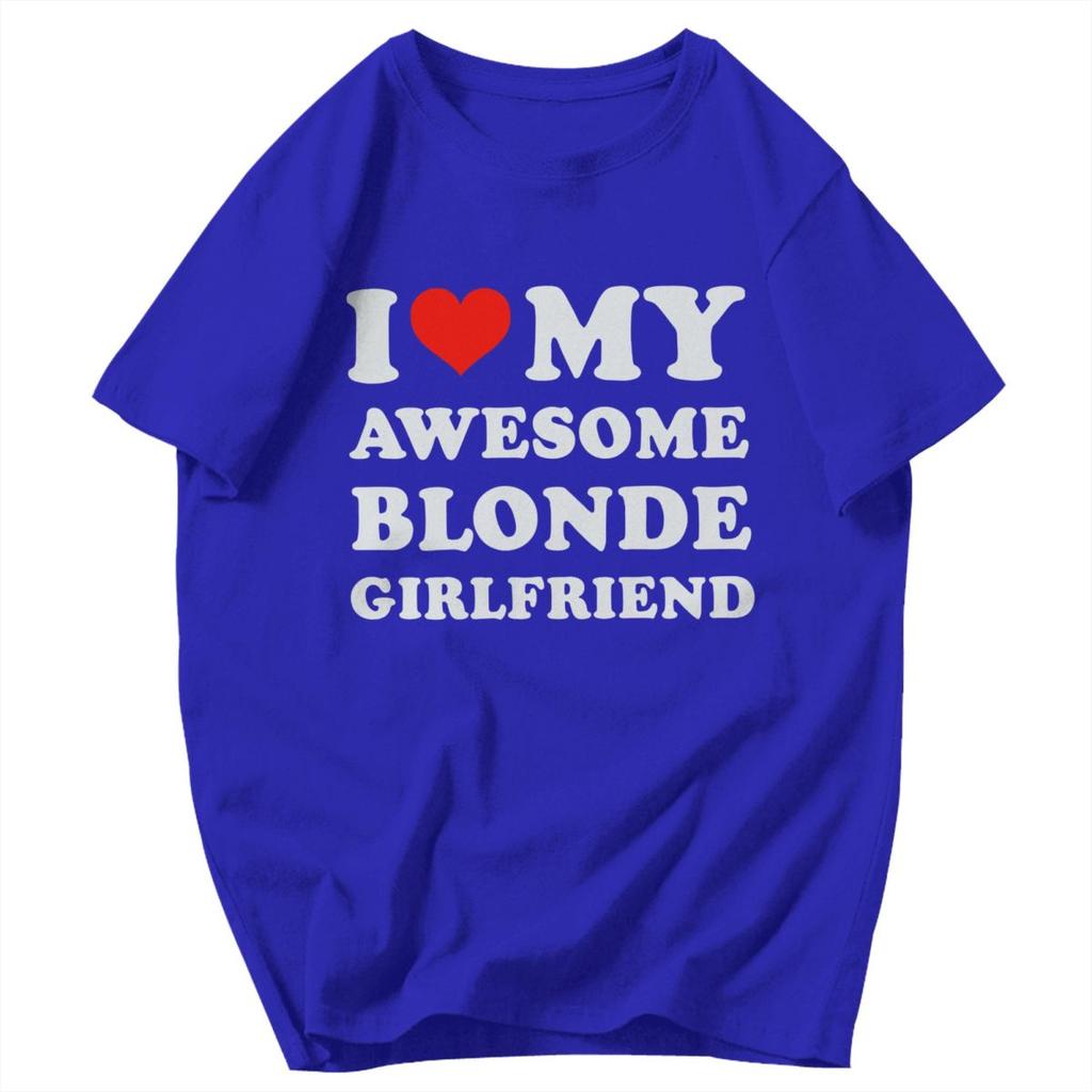 Herren T-Shirt Lustig Ich Liebe Meine Heiße Blonde Freundin Tolle Pops Y2K Grafik-T-Shirts Unisex Kleidung T-Shirts