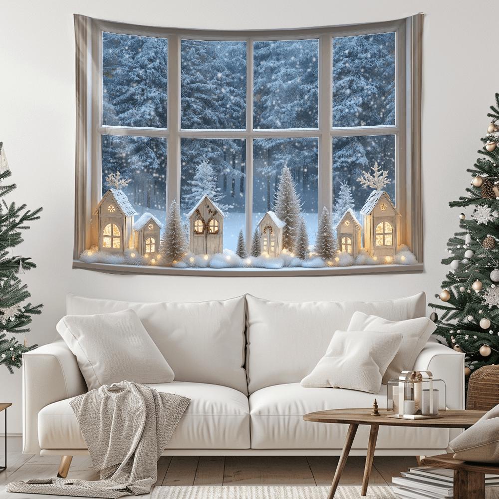 

Голубое небо и заснеженный кедровый лес, настенный гобелен, рождественское настенное украшение, настенное украшение в виде дерева, великолепная рождественская елка, камин, подарки 230x180cm