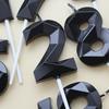 New Birthday Party Cake Decoration Bright Time and Space Black 0-9 Number PVC Boxed Baking Candles