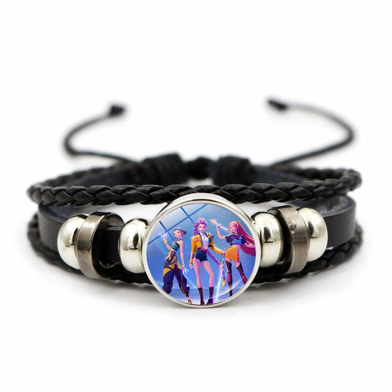 KPop Demon Hunter Bracelet Cartoon Anime Cosplay Bracelet Woven Rope Chain Pendant Fashion Accessories Girl Peripheral for Fans