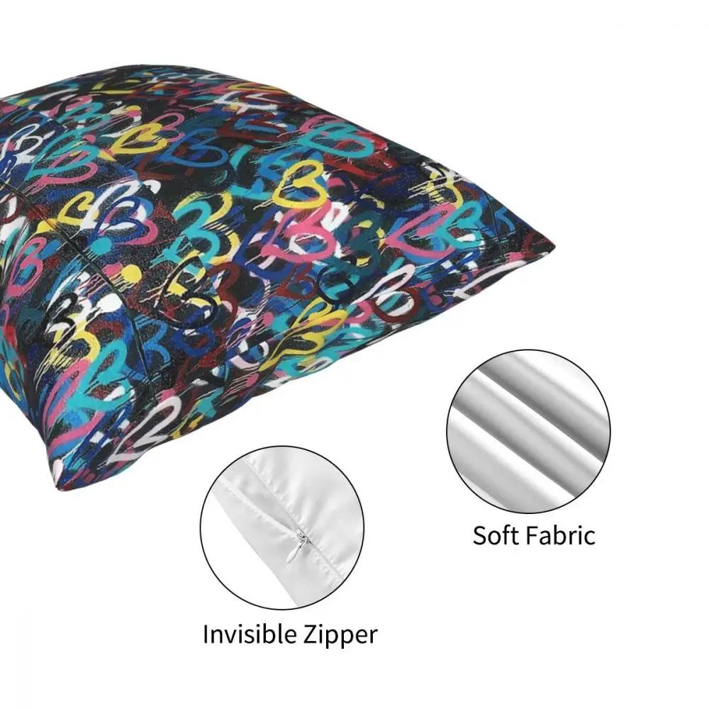 Heart Graffiti Square Pillow Case Polyester Decorative Pillow Banksy Street Art Fashion Cushion Covers