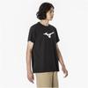 Mizuno Training Wear Short Sleeve with Big Size L T-Shirt Logo, Moisture-Wicking, Quick-Drying, Black, (32MAA155)