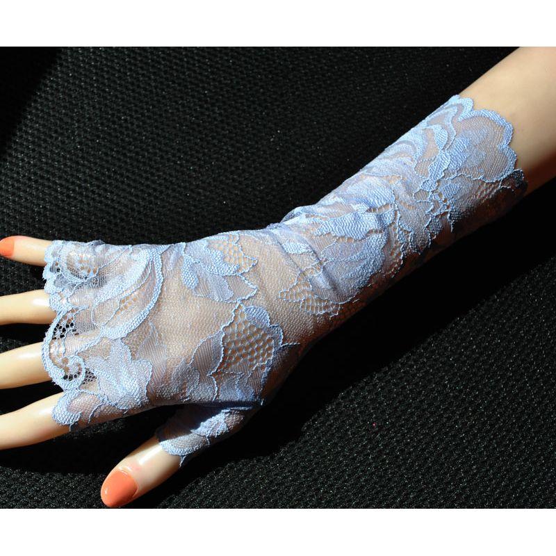 New Arrival Lace Half Finger Gloves Women's Thin Summer Silk Ice Short Sun Protection Driving Non Slip Elastic Fingerless Gloves Bridal Gloves