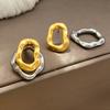 Two-wear Irregular Gold Sliver Colors Circles Bilayer Piercing Post Earring for Women Bicolor Hammered Texture Geometric Jewelry