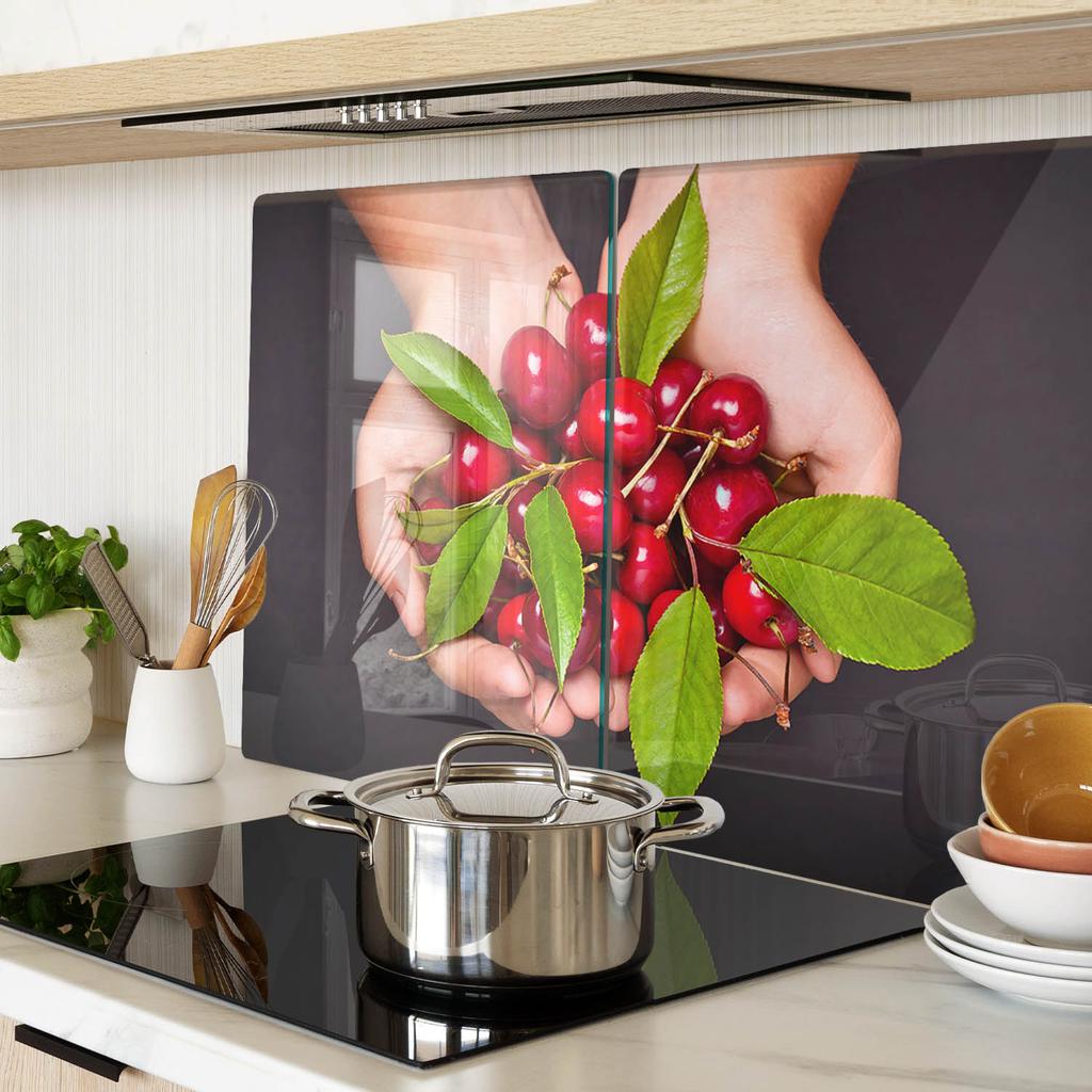 Durable And Stylish Glass Boards With A Pattern Of Cherries In Hands 2X40X52 Cm