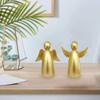 Set Of Two Golden Angel Sculptures - Elegant Resin Figurines For Home Decor, Gifts, And Spiritual Displays