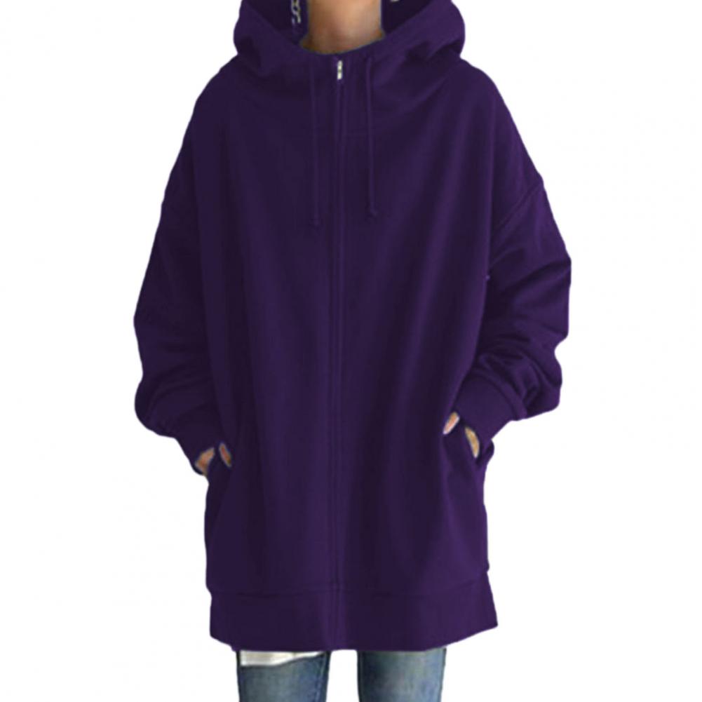 Oversize Women Sweatshirts Hoodies Winter Zipper Long Pocket Jackets Coat Hoody Ladies Hooded Streetwear Harajuku Fleece Outwear