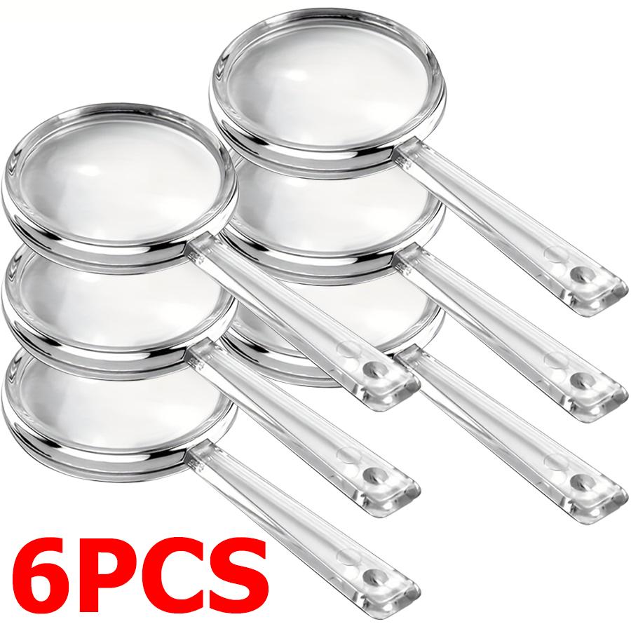 6/12Pcs 8.9cm Mini Magnifying Glasses | Clear Plastic Handheld Magnifiers for Reading, Student Science, Hobby & Classroom Use