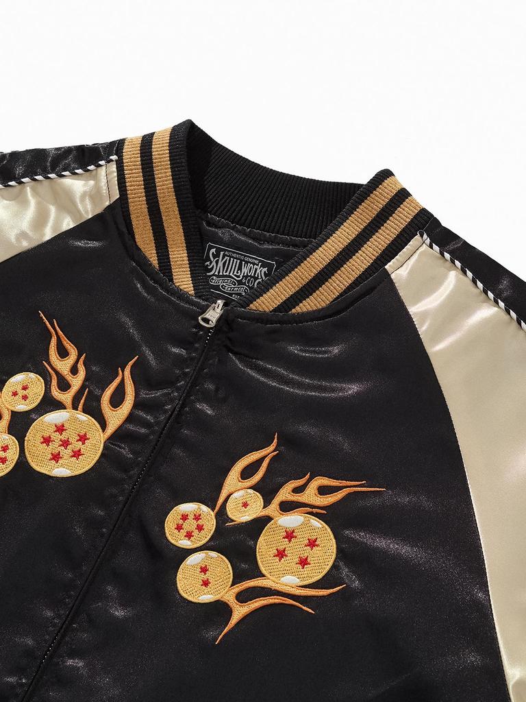 Huaxia Junpin Men's Dragon Ball Embroidered Baseball Jacket - Chinese Style Casual Outerwear A054