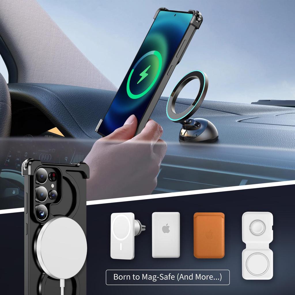 Samsung S25 Ultra Rotating Metal Stand Case | Magnetic Titanium Alloy Cover