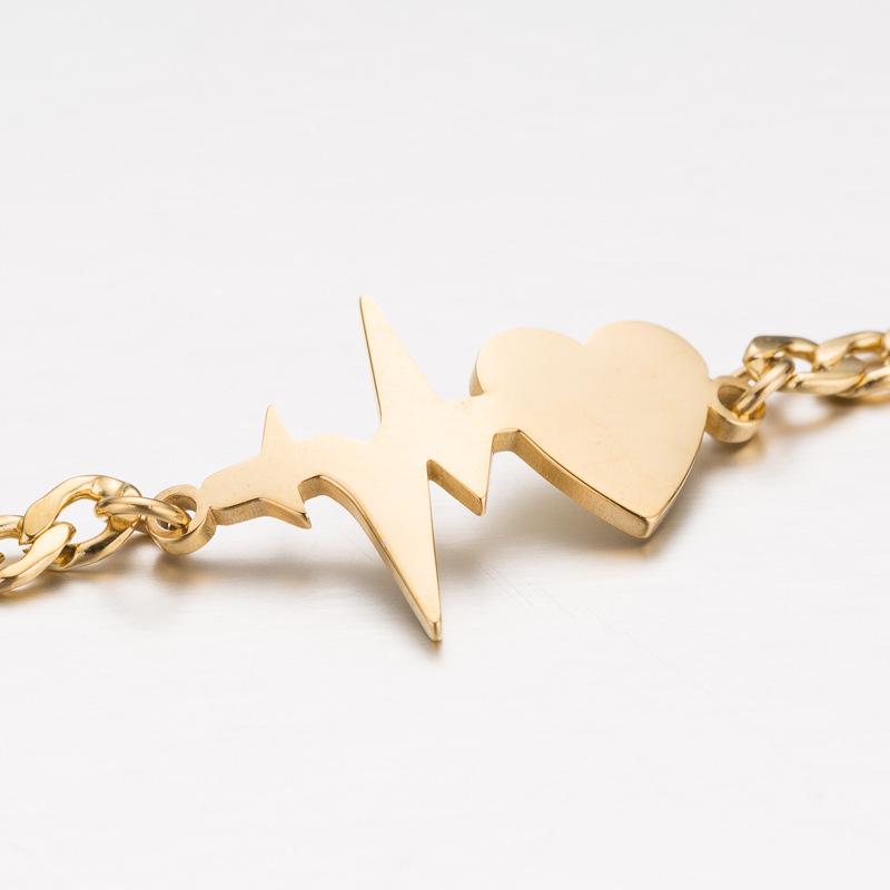 Retro Heartbeat Tassel Bracelet: Women's Minimalist Stainless Steel Heart Geometric Design