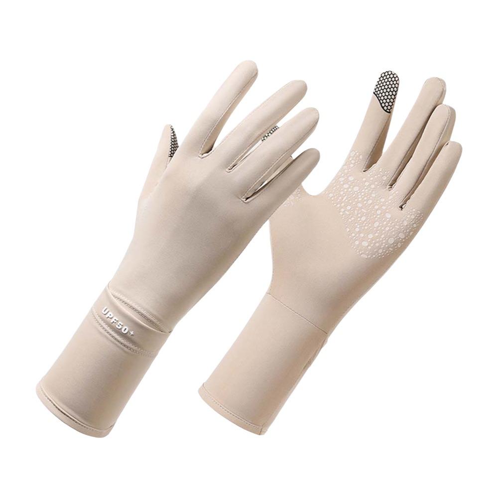 

Solid Color Ice Silk Riding Gloves Breathable Summer Driving Mittens Women Sunscreen Gloves Girl