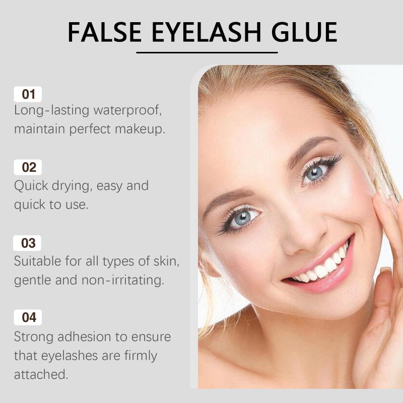 Waterproof Eyelash Glue Quick Drying Long Lasting False Lash Adhesive with Handy Brush for Any Event