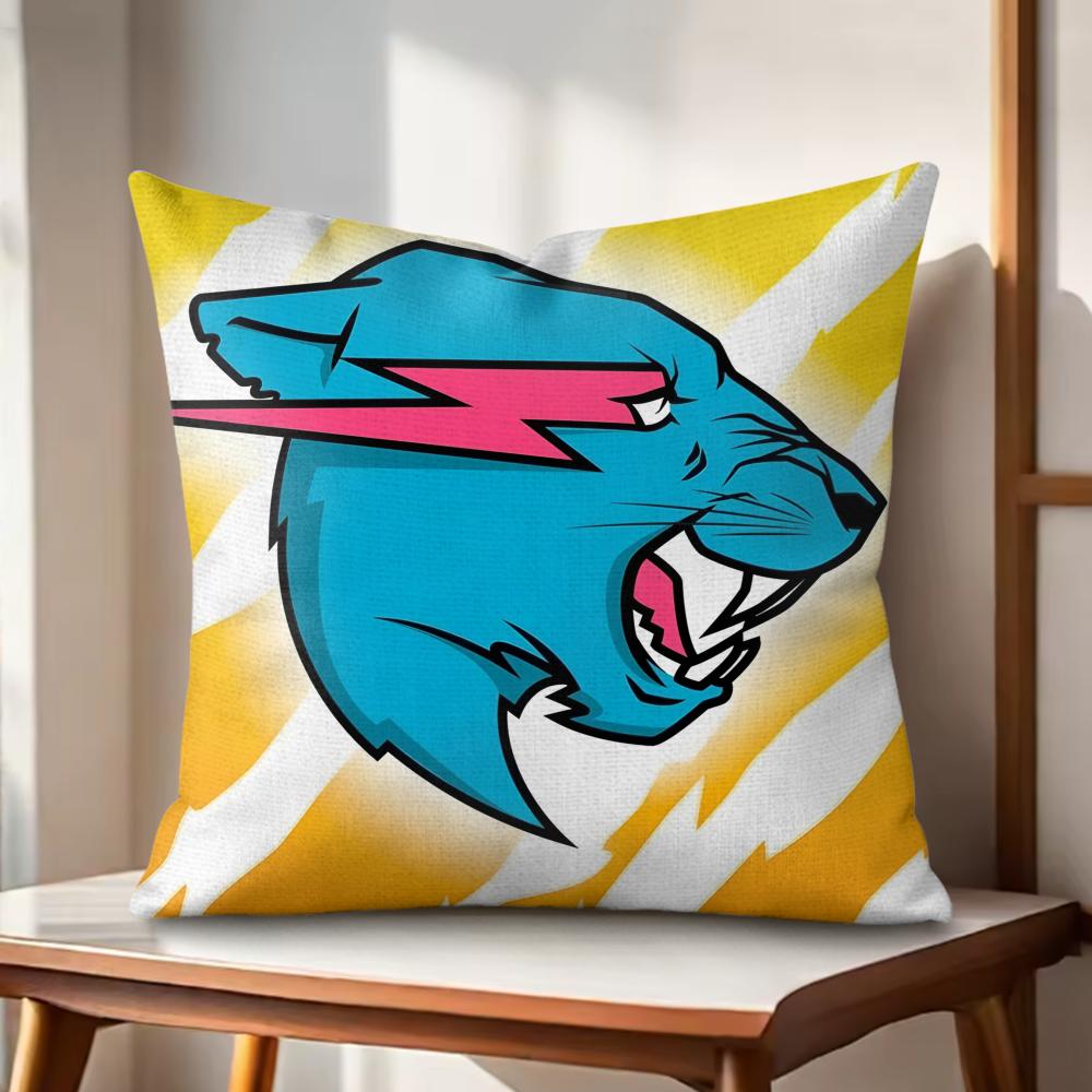 Funny Mr-B-Cute B-Beasts Cushion Cover Natural Linen Organic Fabric Double-Sided Printing Couch Pillow Covers Home Decor