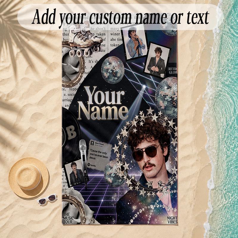 Beach TowelBenson Boone Custom Name Text Personalized Soft Towel for Beach Pool Indoor Home Decor Gift
