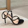 Fashion Snake-Shaped Strappy 2025 Summer Round-Toe Strappy Women'S Stiletto Sandals, Versatile Open-Toe Sandals For Women