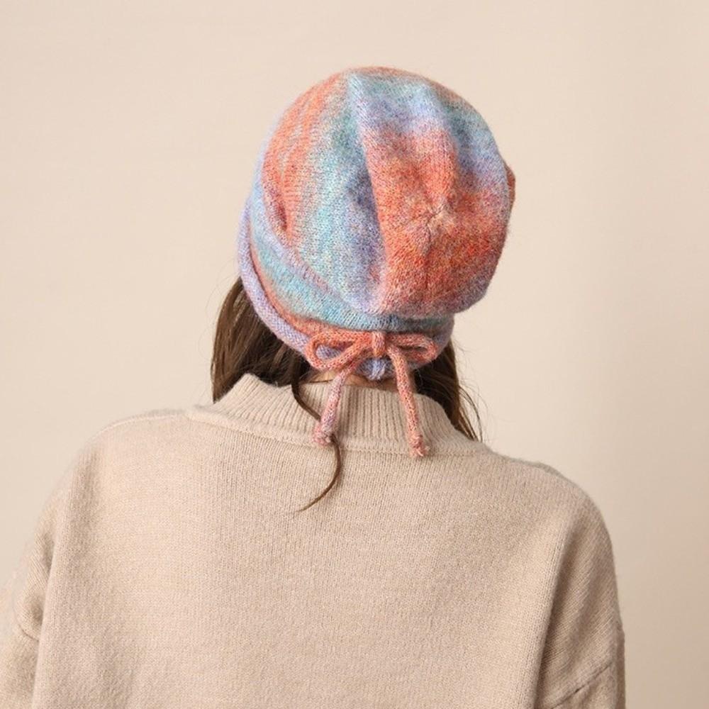 Gradient Color Knitted Stacked Hat Loose Pile Cap Simple Y2K Pullover Cap Sports