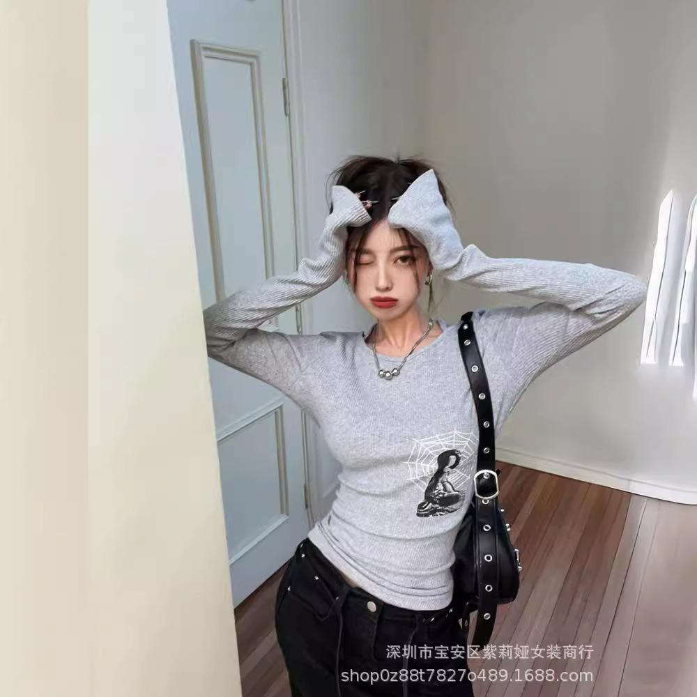 American Style Slimming Velvet Long Sleeve Top