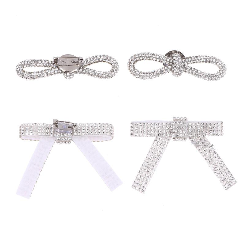 3/6Pcs Shiny Bow Brooch Collar Pin Clothing Accessories For Diy Garment Shoe Bag Jewelry Making Accessories