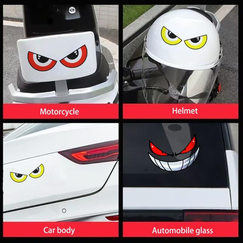 Tierzähne-inspirierter Roller-Aufkleber 3D-geprägtes Design Reflektierender Aufkleber Sicherheit Wasserdicht für Motorräder Fahrzeuge