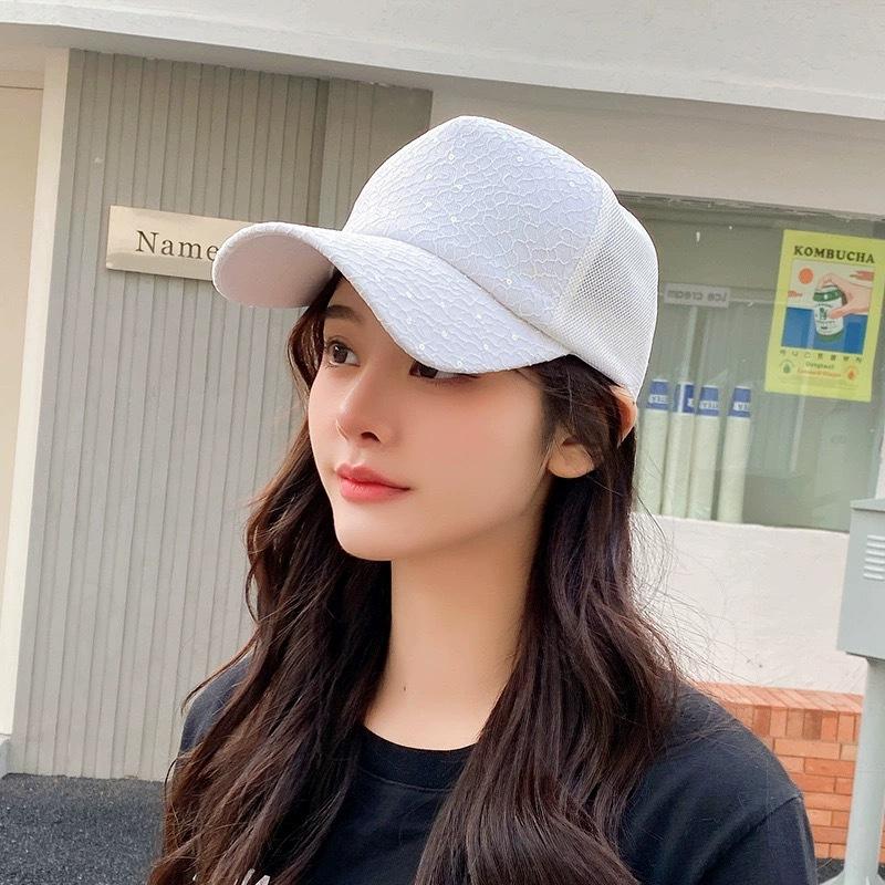 Sequins Solid Color Baseball Cap Ladies Mesh Shade Outdoor Leisure Travel Fashion Network Hat