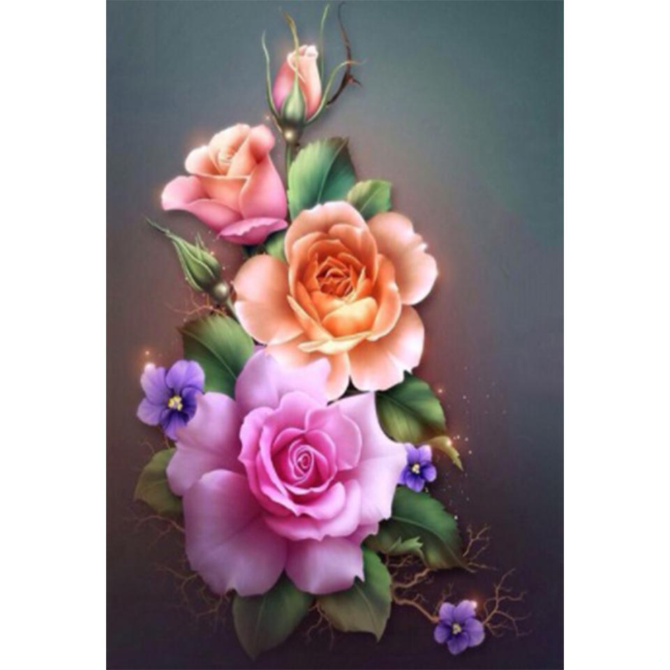 5D DIY Rose Diamond Painting Rhinestone Picture Cross Stitch Kit Full Round Diamond Embroidery Gift Mosaic Home Decoration