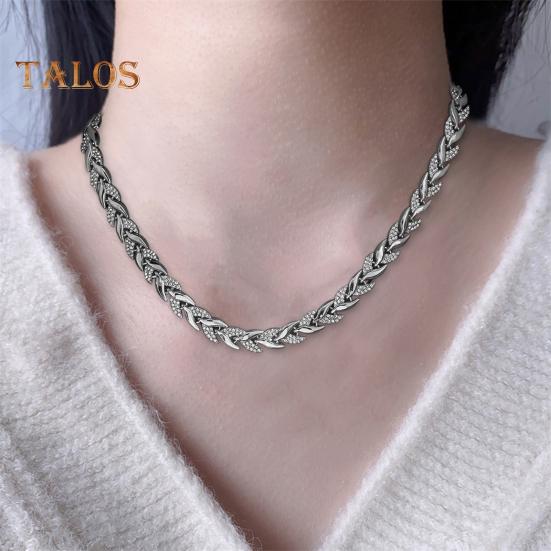 2Pcs/Set Women Jewelry Set Leaves Shape Rhinestone Inlaid Adjustable Length Necklace Bracelet Set Party Wedding Decor