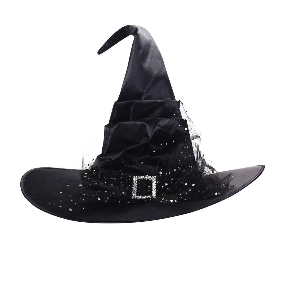 Satins Mesh Bow Witch Hat Baroque Wizard Cap Punk Halloween Witch Hat  Party
