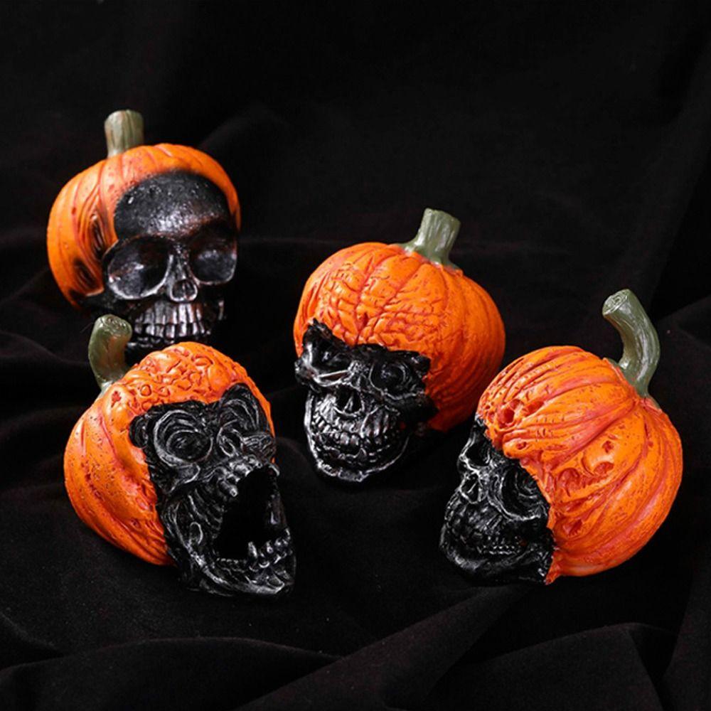 Resin Artificial Skull Head Model Vintage Fake Skeleton Ornament  Holiday Party Decor