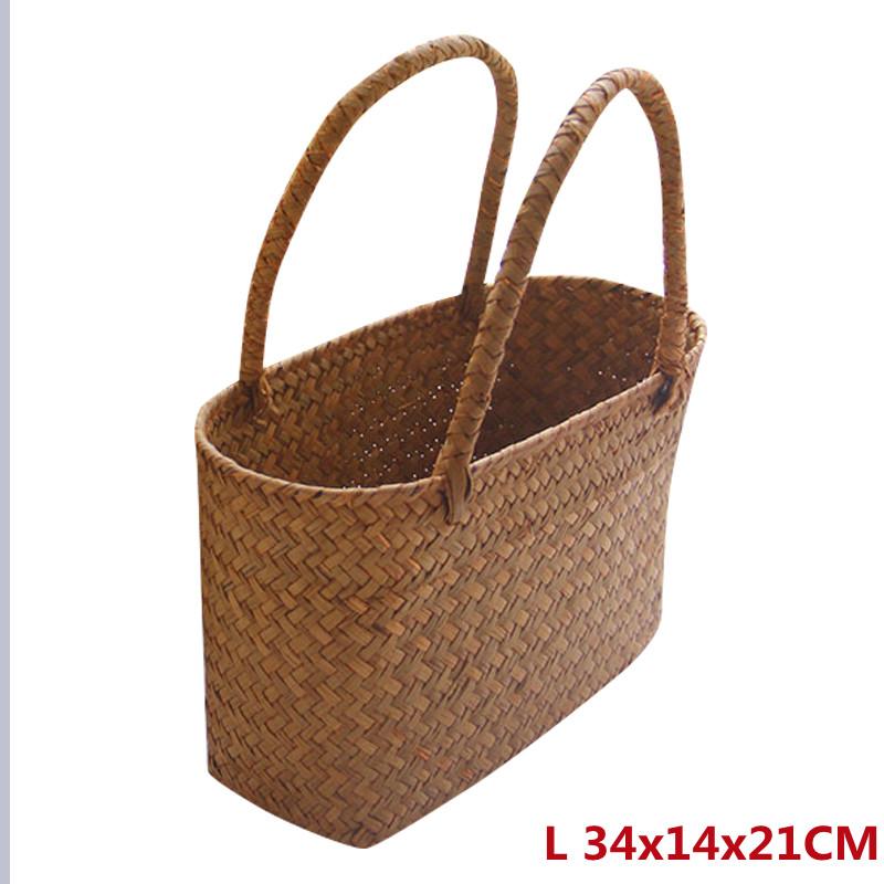 Home Shopping Basket Hand Vegetable Basket Decorative Woven Basket Flower Arrangement Basket Imitating Rattan Picnic Bag