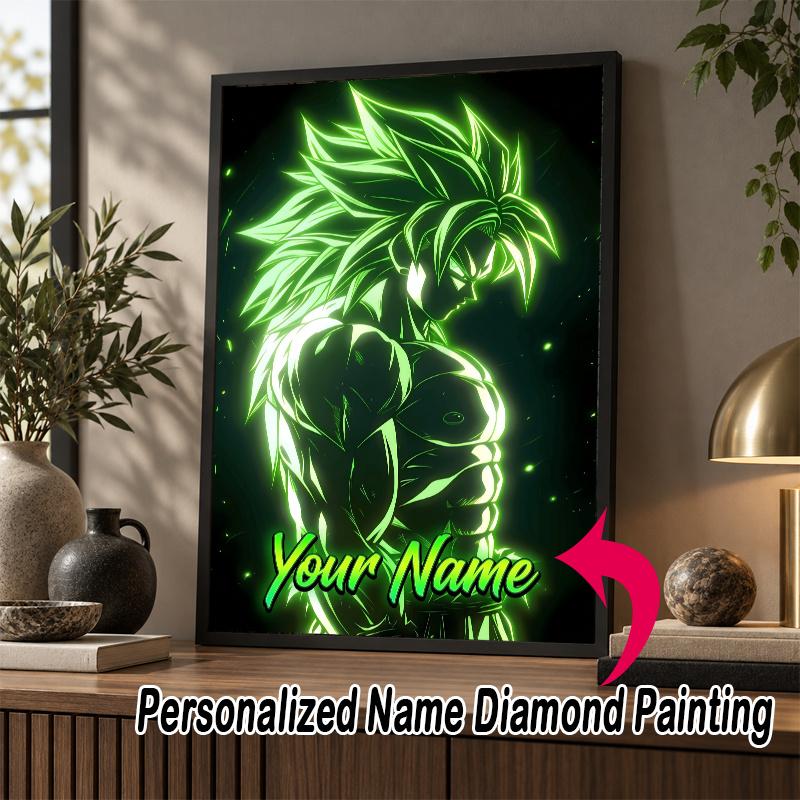 Personalized Broly Diamond Art Custom Name 5D Diamond Painting Full Drill DIY Craft