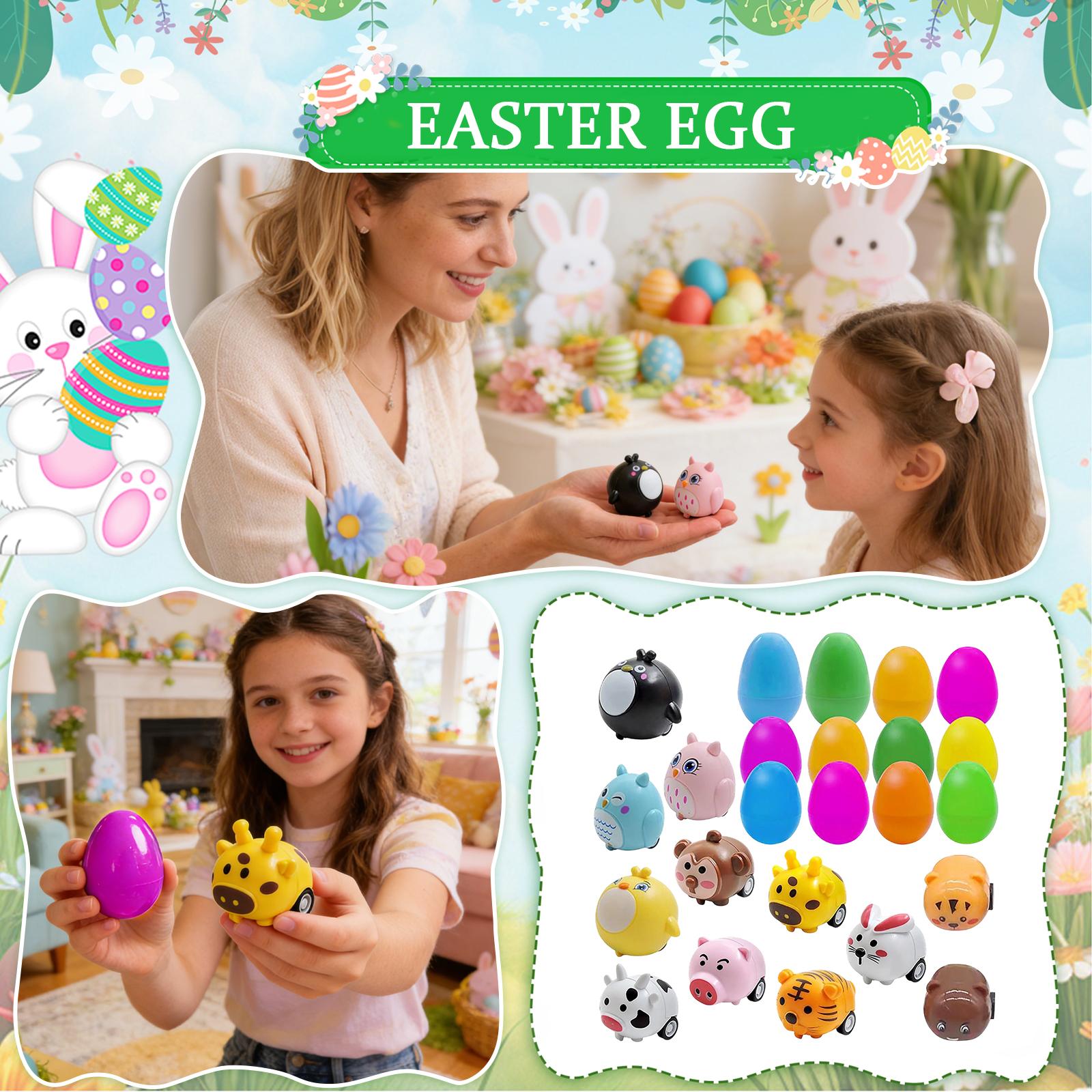12pcs Easter Egg Squeezable Bunny, Stress-Relieving Beaded Surprise Open-End Egg Stuffed Toy One Size