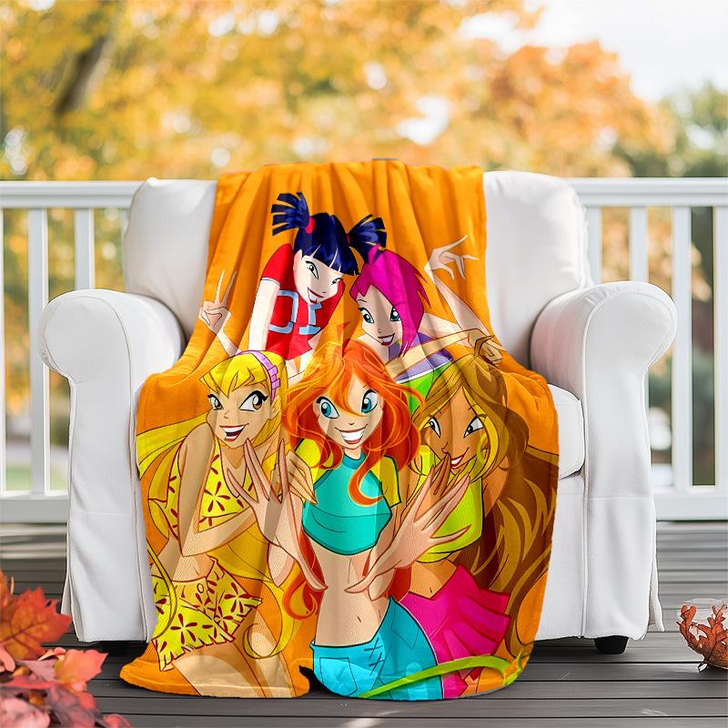 Winx Club printed throw blanket—lightweight,soft,warm;versatile blanket for all seasons—perfect as &air-conditioning throw,nap blanket