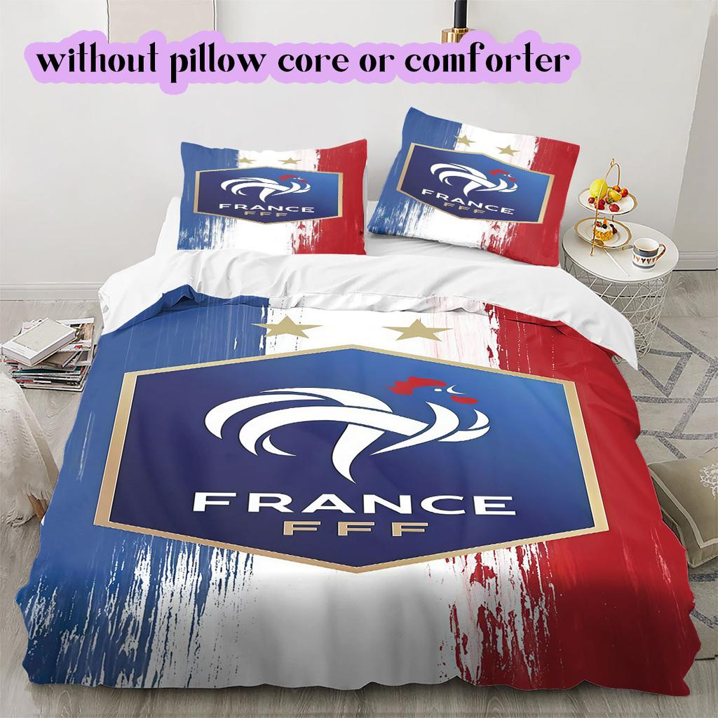 France Football Soccer Pattern Bedding,Quilt Set Quilt Cover Pillowcase Home Birthday Gift (1*duvet Cover+2*pillowcase,without Core)